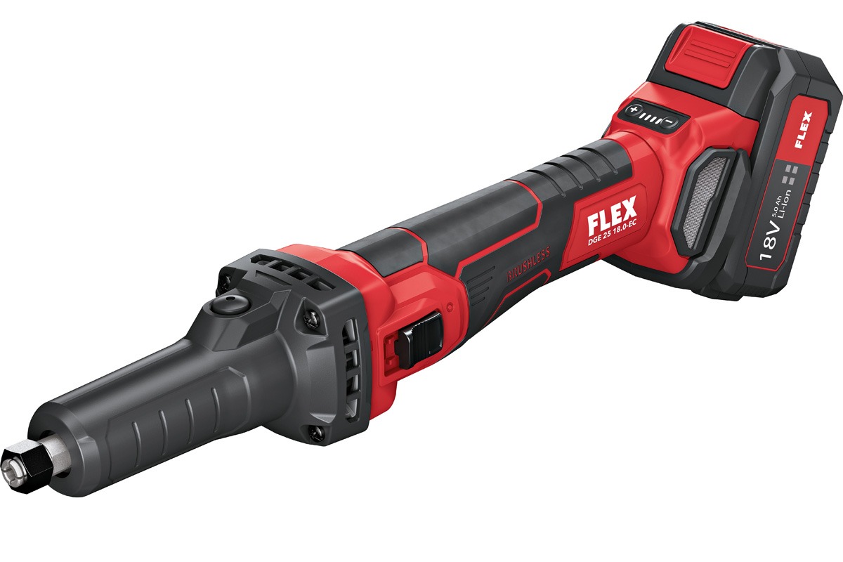 Der Akku-Geradschleifer von FLEX ist eine leistungsstarke, kabellose Maschine für vielfältige Anwendungen im Metallbau.