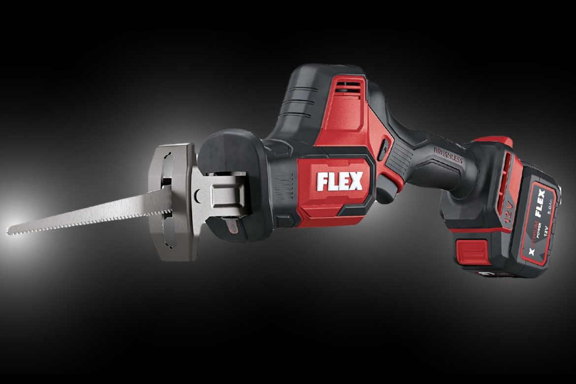 Die neue 12V-Akku-Einhand-Säbelsäge RS 16 12-EC mit bürstenlosem Motor von FLEX realisiert schnelle Sägefortschritte.