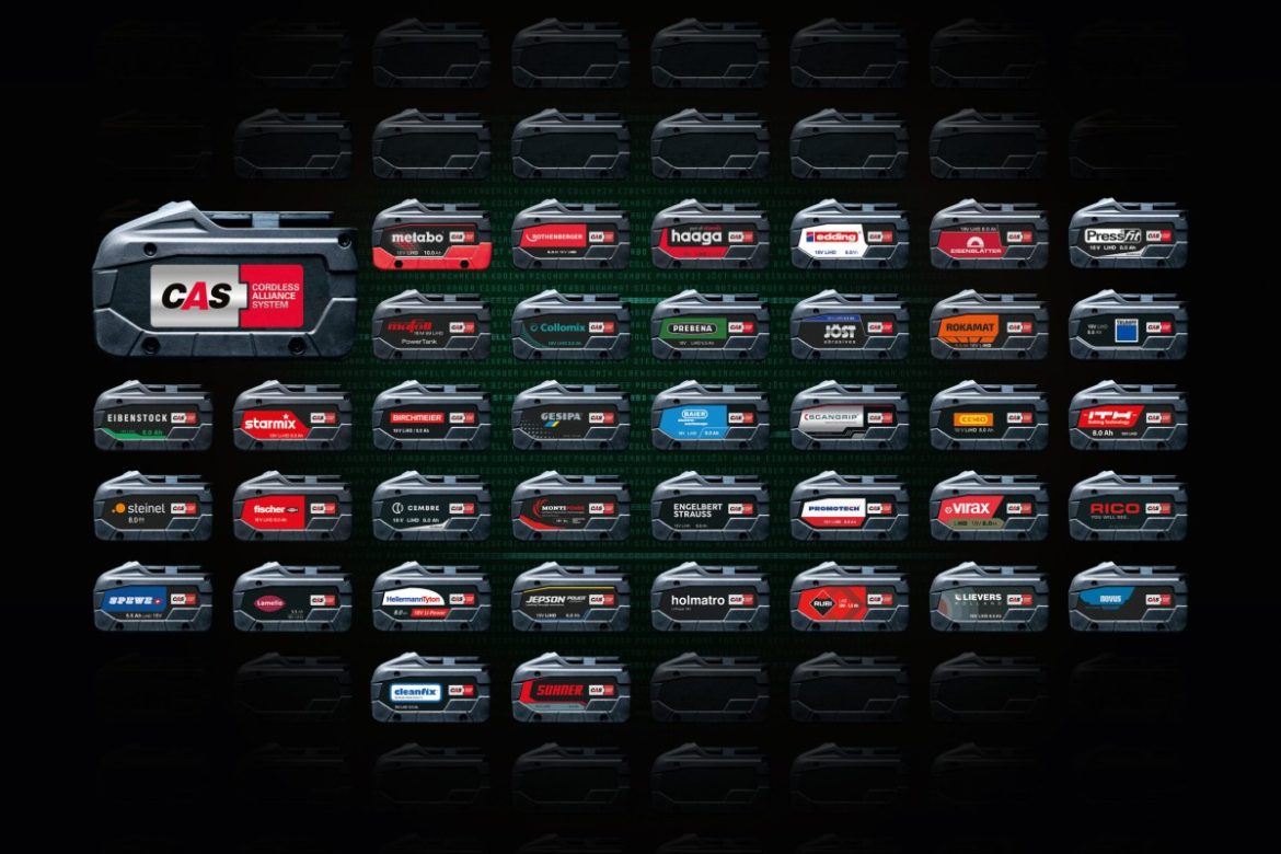 Mit Lamello wächst die herstellerübergreifende Akku-Allianz CAS nun auf 26 Mitglieder und mehr als 280 Maschinen – alle Akkus und Ladegeräte sind hundertprozentig kompatibel. Foto: Metabo