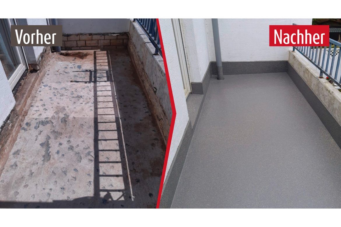 Balkonsanierung mit Flüssigkunststoff vorher-nachher
