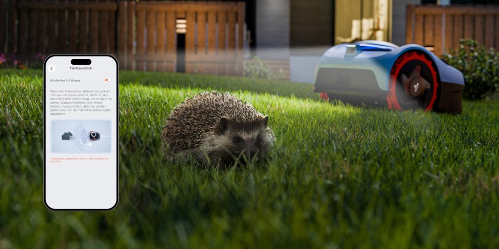 Der Navimow Mähroboter schützt Tiere im Garten durch aktive Hinderniserkennung.