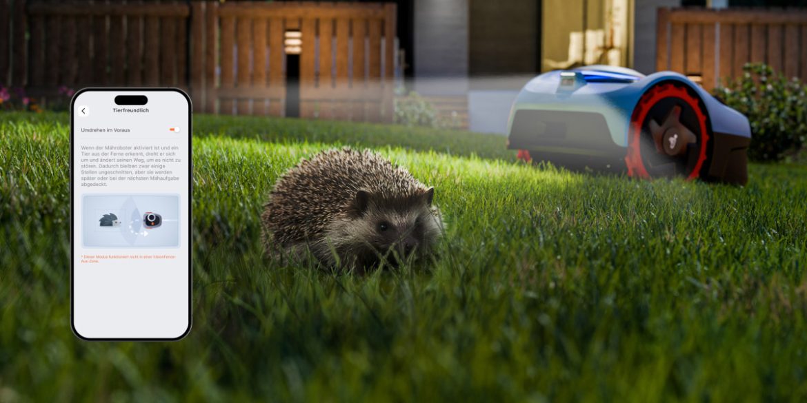 Der Navimow Mähroboter schützt Tiere im Garten durch aktive Hinderniserkennung.