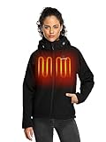 ORORO Beheizbare Jacke Damen mit Powerbank, Slim Fit Beheizte Jacke Damen Heizjacke Bis zu 10 Stunden Wärme - Ladegerät Nicht Enthalten (Neutral Schwarz,XS)